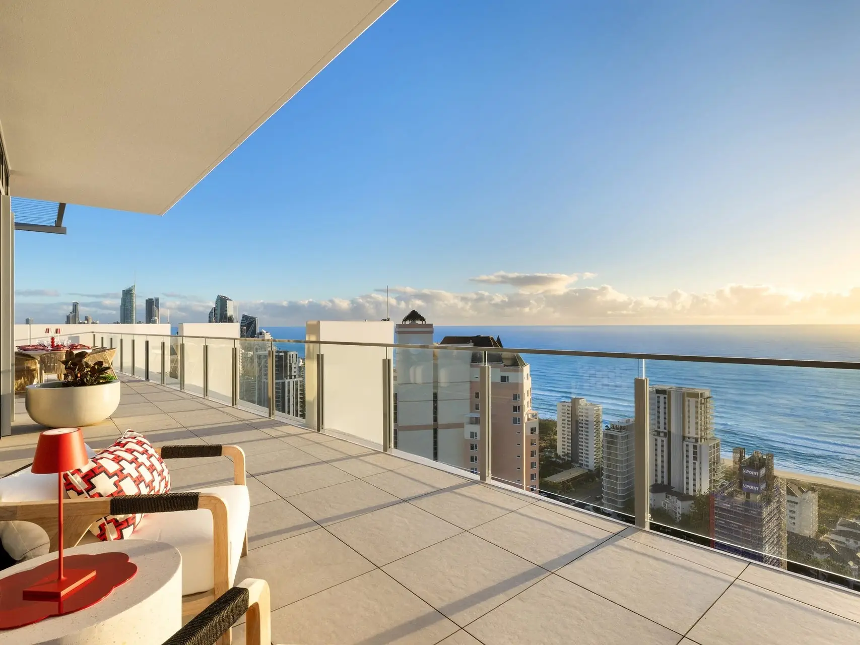 Apartment terrace overlooking the Surfers Paradise skyline